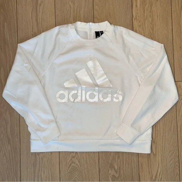 Adidas ID Glory Crewneck Sweatshirt White Women's Size L (Loose Fit) - Picture 4 of 5